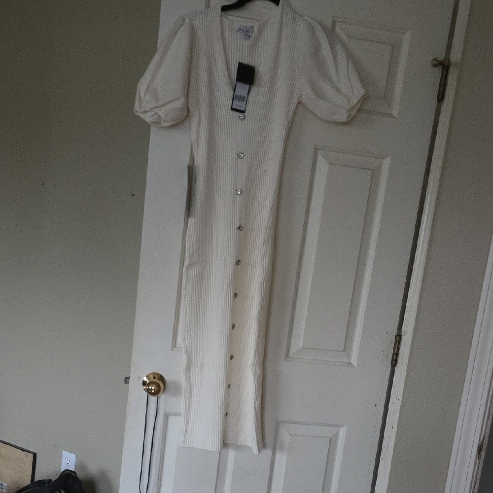 bebe Cream Button-Down Dress